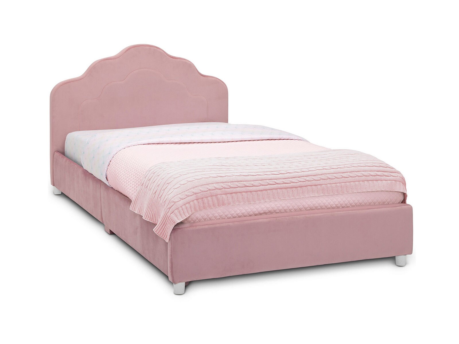 Scalloped Upholstered Twin Bed